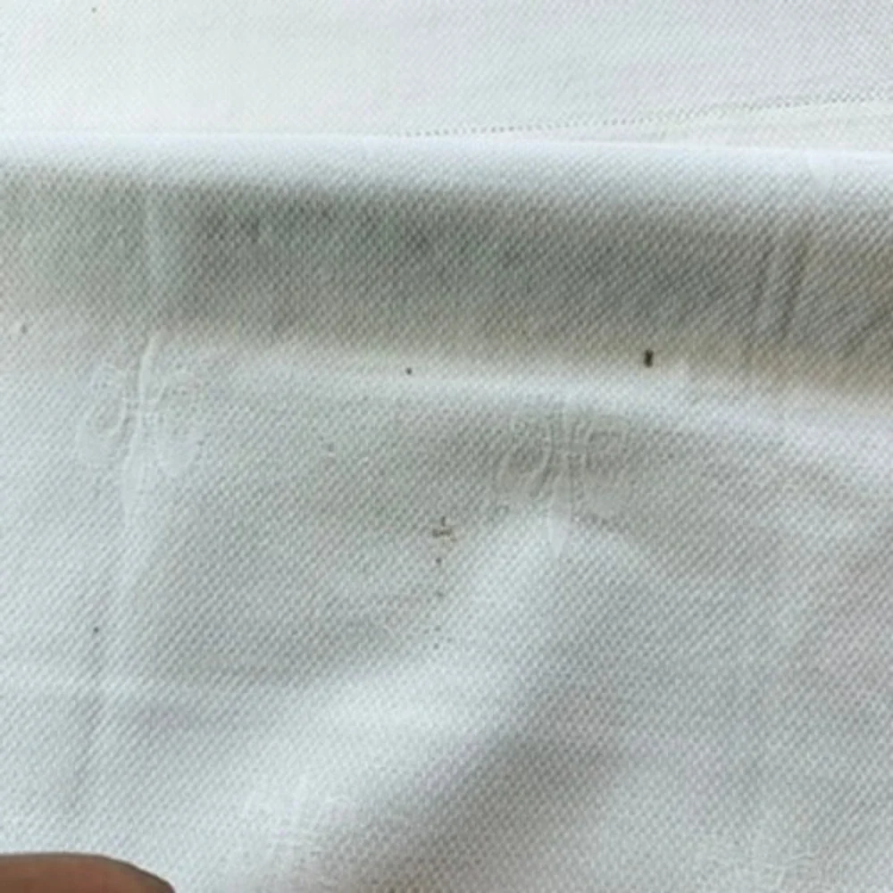 Set of 3 Vintage‎ White Linen Table Runners Damask Fleur de Lis